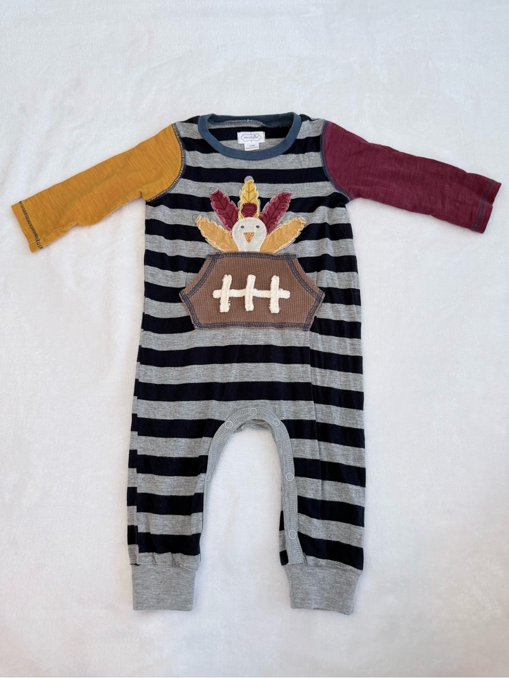 Mudpie Infant Thanksgiving Football Romper (size 6-9M)